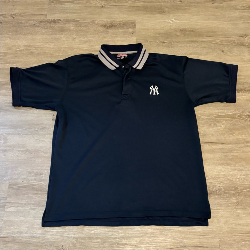 Vintage New York Yankees Stitches Navy Blue Polo Shirt (READ DESCRIPTION)